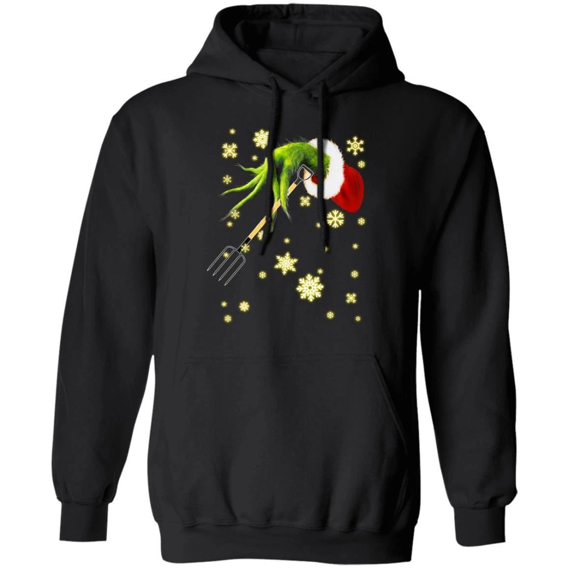 Xmas Hoodie Grinch Stealing Farmer Job Tool Christmas Hoodie