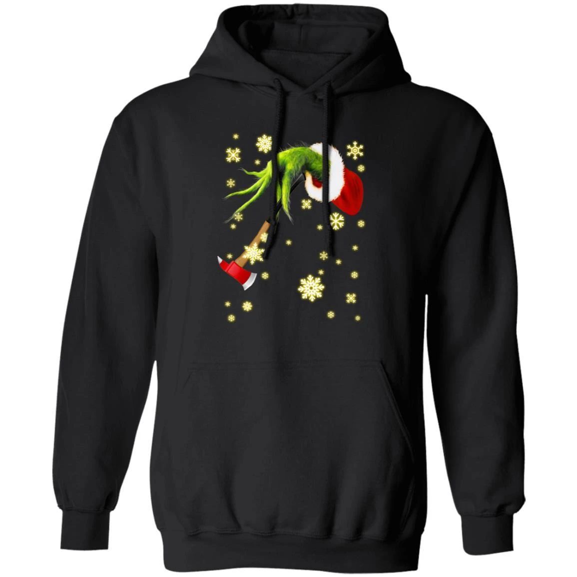 Xmas Hoodie Grinch Stealing Firefighter Job Tool Christmas Hoodie