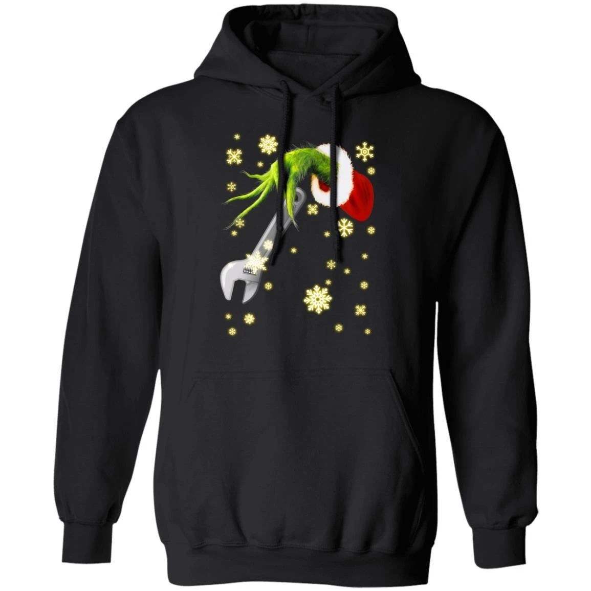 Xmas Hoodie Grinch Stealing Mechanic Job Tool Christmas Hoodie