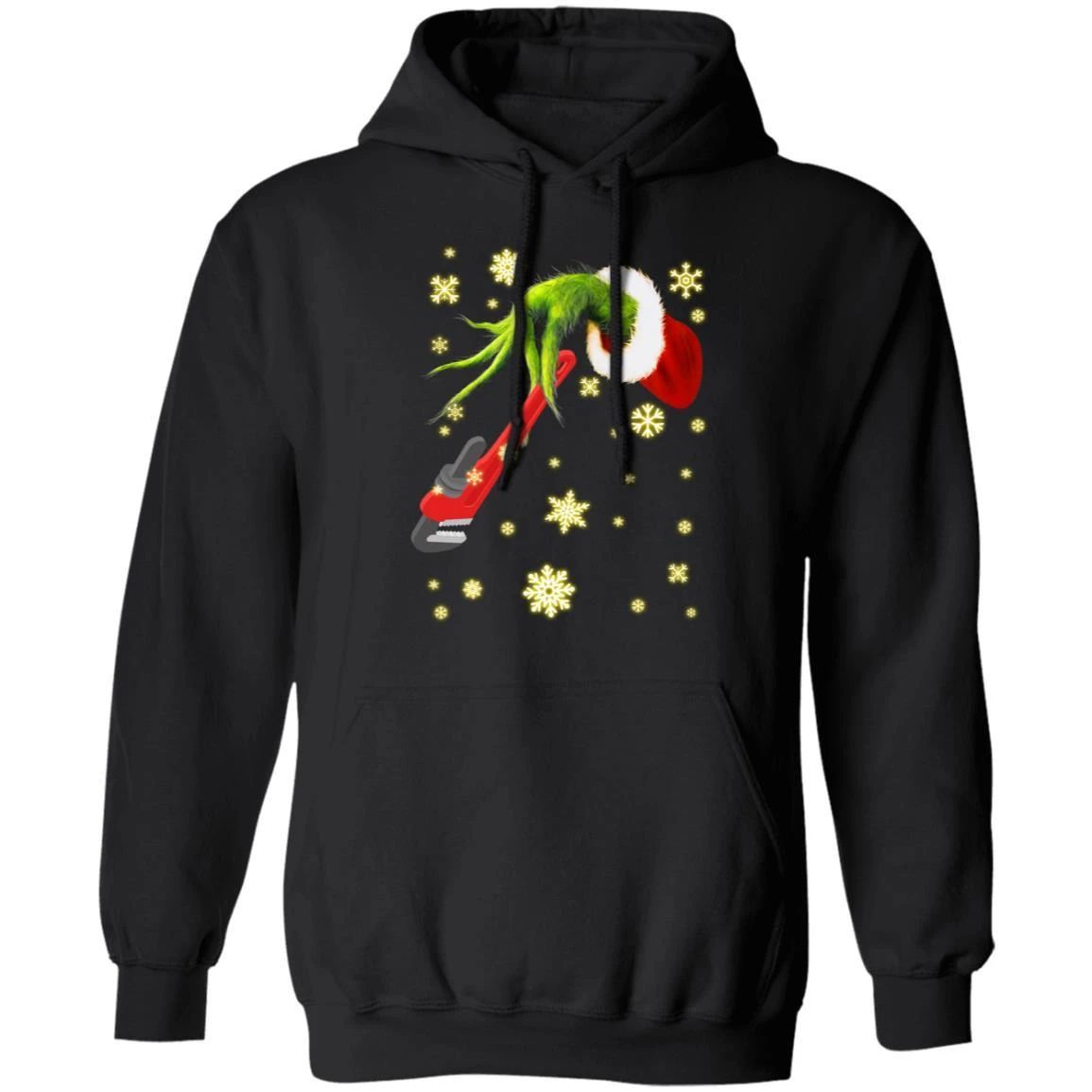 Xmas Hoodie Grinch Stealing Plumber Job Tool Christmas Hoodie