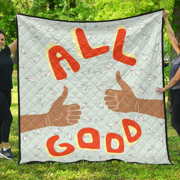 All Good Thumb Ups Paper Plane Patterns Premium Quilt Blanket