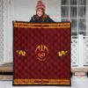 American Football Team Premium Quilt - Washington Redskin Rugby Ball W Patterns Quilt Blanket 3