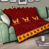 American Football Team Premium Quilt - Washington W And Rugby Ball Patterns Quilt Blanket 17