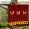 American Football Team Premium Quilt - Washington W And Rugby Ball Patterns Quilt Blanket 13