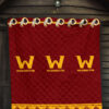 American Football Team Premium Quilt - Washington W And Rugby Ball Patterns Quilt Blanket 7