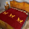 American Football Team Premium Quilt - Washington W And Rugby Ball Patterns Quilt Blanket 19