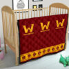 American Football Team Premium Quilt - Washington W And Rugby Ball Patterns Quilt Blanket 21