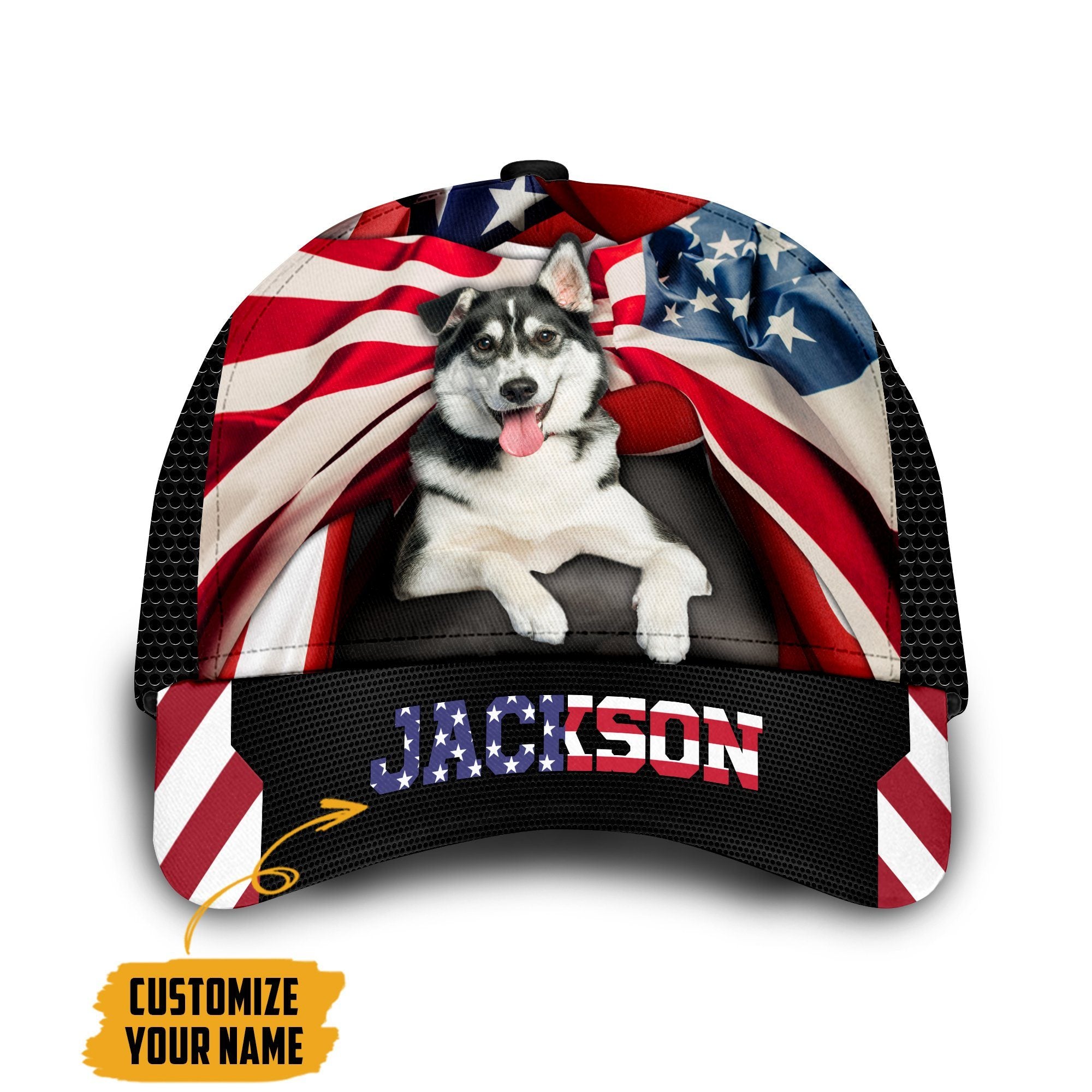 American Husky Dog Custom Name Classic Cap