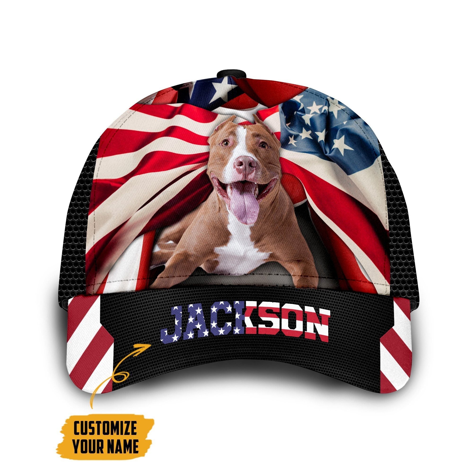 American Pitbull Dog Custom Name Classic Cap