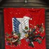 Attack On Titan Anime Premium Quilt - Merry Christmas Levi Ackerman Xmas Gifts Red Quilt Blanket 7