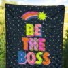 Be The Boss Colorful Star Tiny Patterns Premium Quilt Blanket 5