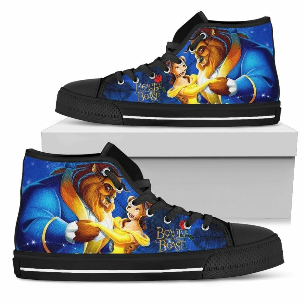 Beauty And The Beast Sneakers Couple High Top Shoes Gift Idea