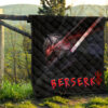 Berserk Anime Premium Quilt - Guts Armor Armadura With Sword Artwork Red Highlight Quilt Blanket 13