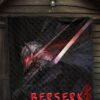 Berserk Anime Premium Quilt - Guts Armor Armadura With Sword Artwork Red Highlight Quilt Blanket 7