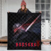 Berserk Anime Premium Quilt - Guts Armor Armadura With Sword Artwork Red Highlight Quilt Blanket 3