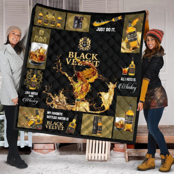 Black Velvet Quilt Blanket All I Need Is Whisky Gift Idea