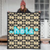 Blue Hola Text Oreo Cookies Patterns With Milk Premium Quilt Blanket 3