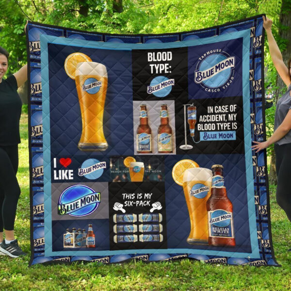 Blue Moon Quilt Blanket Funny Gift For Beer Lover