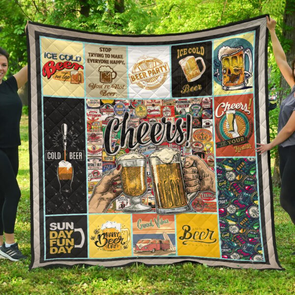 Cheers Drinking Beer Premium Quilt Blanket Hobby Home Decor Custom For Fans