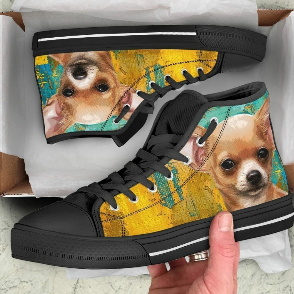 Chihuahua Dog Sneakers Colorful High Top Shoes