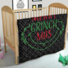 Christmas Premium Quilt | Grinch Face From Text Merry Grinch Mas Quilt Blanket 21