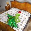 Christmas Premium Quilt | Grinch Steal Xmas Tree Sock Patterns Quilt Blanket 19