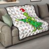 Christmas Premium Quilt | Grinch Steal Xmas Tree Sock Patterns Quilt Blanket 15