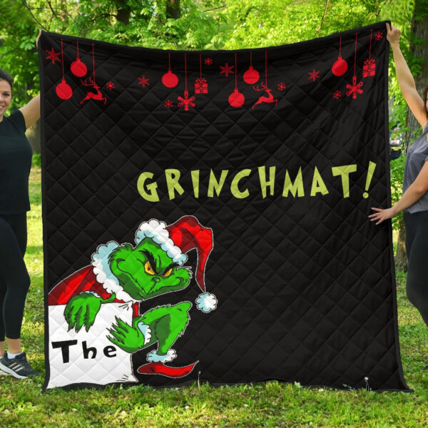 Christmas Premium Quilt | Grinchmat Grinch Stealing Xmas Artwork Quilt Blanket