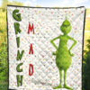 Christmas Premium Quilt | Grumpy Grinch Mad Xmas Sweet Background Quilt Blanket 5