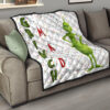 Christmas Premium Quilt | Grumpy Grinch Mad Xmas Sweet Background Quilt Blanket 15