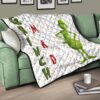 Christmas Premium Quilt | Grumpy Grinch Mad Xmas Sweet Background Quilt Blanket 17