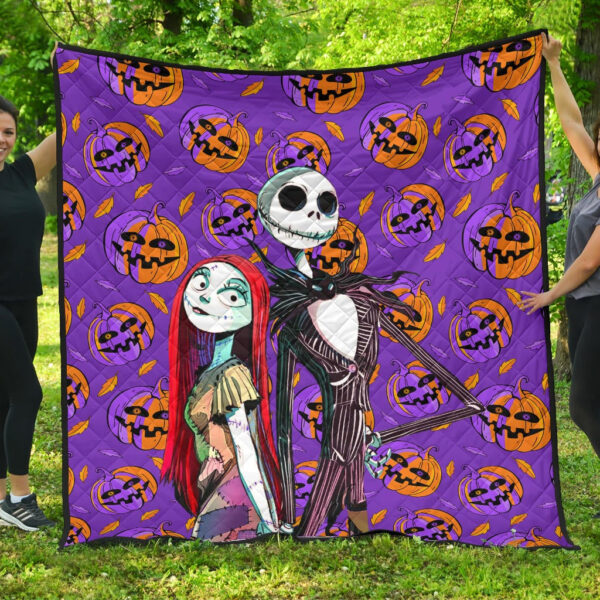 Christmas Premium Quilt | Jack And Sally Evil Pumpkin Patterns Quilt Blanket