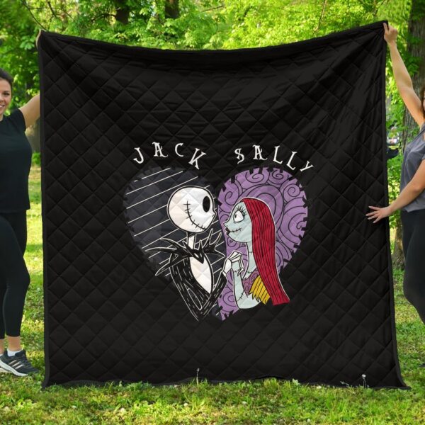 Christmas Premium Quilt – Jack And Sally Love Big Two Half Heart Quilt Blanket