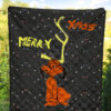 Christmas Premium Quilt | Max With Deer Antler Merry Xmas Artwork Quilt Blanket 5