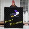 Christmas Premium Quilt | Merry Christmas Snoopy Witch Flying Broom Quilt Blanket 3