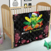 Christmas Premium Quilt | Merry Grinchmat Pumpkin Vegetables Pink Snowflake Quilt Blanket NA100403 21