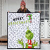 Christmas Premium Quilt | Merry Grinchmats Grinch Smiling Candy Cane Gift Quilt Blanket 3