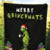 Christmas Premium Quilt | Merry Grinchmats Grumpy Grinch WIth Lights And Coffee Quilt Blanket 5