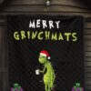 Christmas Premium Quilt | Merry Grinchmats Grumpy Grinch WIth Lights And Coffee Quilt Blanket 7