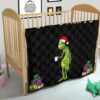 Christmas Premium Quilt | Merry Grinchmats Grumpy Grinch WIth Lights And Coffee Quilt Blanket 21