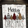 Christmas Premium Quilt | Merry Xmas Fabric Pattern Pine Tree Quilt Blanket 7