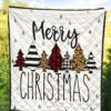 Christmas Premium Quilt | Merry Xmas Fabric Pattern Pine Tree Quilt Blanket 5