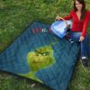 Christmas Premium Quilt | Mr. Grinch Smiling Thinking Face Quilt Blanket 9