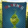 Christmas Premium Quilt | Mr. Grinch Smiling Thinking Face Quilt Blanket 5