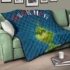 Christmas Premium Quilt | Mr. Grinch Smiling Thinking Face Quilt Blanket 17