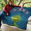 Christmas Premium Quilt | Mr. Grinch Smiling Thinking Face Quilt Blanket 11