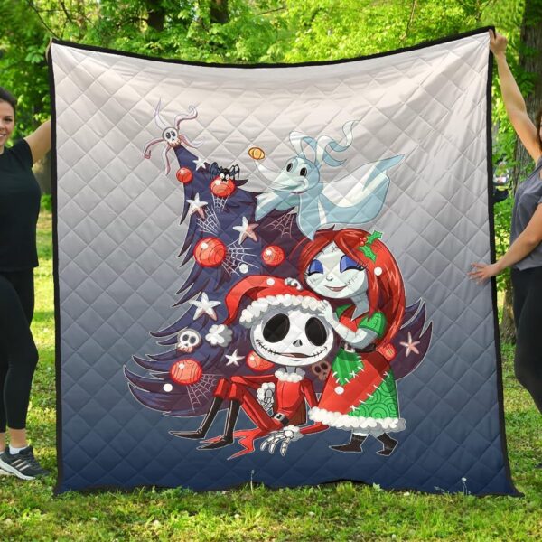 Christmas Premium Quilt | Nightmare Before Christmas Cartoon Jack And Sally Colorful Clothes Quilt Blanket