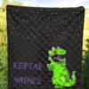 Christmas Premium Quilt | Reptar Wishes Green Dinosaur T-Rex Quilt Blanket 5