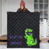 Christmas Premium Quilt | Reptar Wishes Green Dinosaur T-Rex Quilt Blanket 3