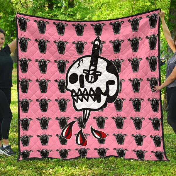 Christmas Premium Quilt | RIP Knife Through Skull Coffin Patterns Quilt Blanket